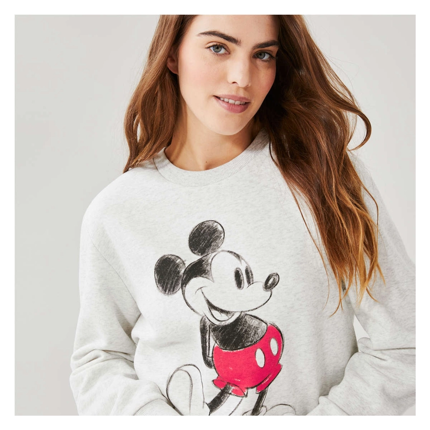 Adult Mickey Mouse Sweatshirt in Light Oat Mix from Joe Fresh