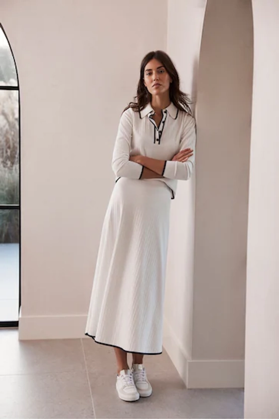 Buy Mint Velvet Cream Contrast Hem Skirt from the Next UK online shop