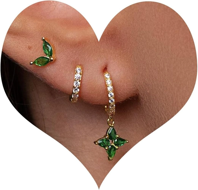 Amazon.com: WAINIS Cartilage Stud Earrings Set for Women 14k Gold Plated Hypoallergenic Earring Small Multiple Piercing Hoop Earrings Jewelry Gift D: Clothing, Shoes & Jewelry