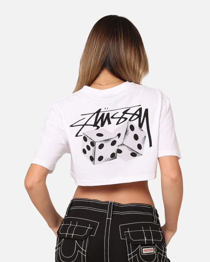 Stussy Women's Dice Cropped T-Shirt White