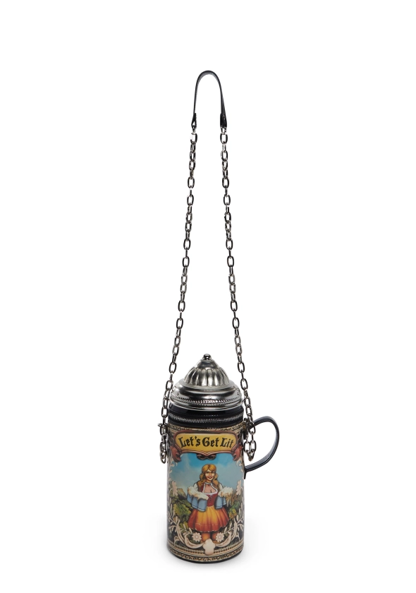 Trickz N' Treatz Vegan Leather Beer Maiden Beer Stein Crossbody Bag - Multi