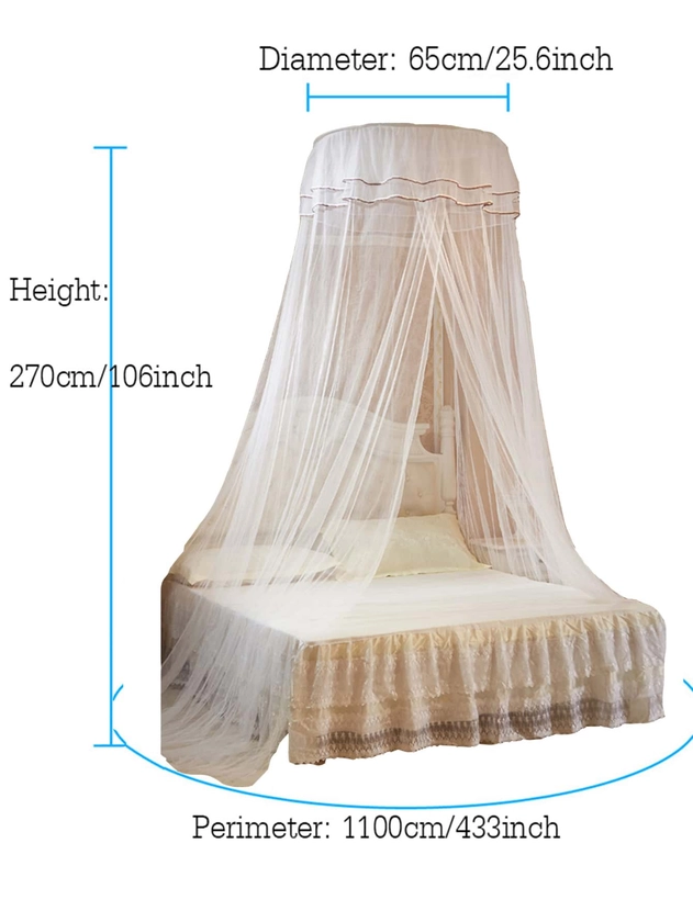 1pc Polyester Mosquito Net, Modern Lace Decor Bed Canopy For Bedroom