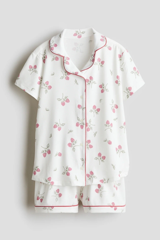 Patterned pyjamas - White/Raspberries - Kids | H&M GB