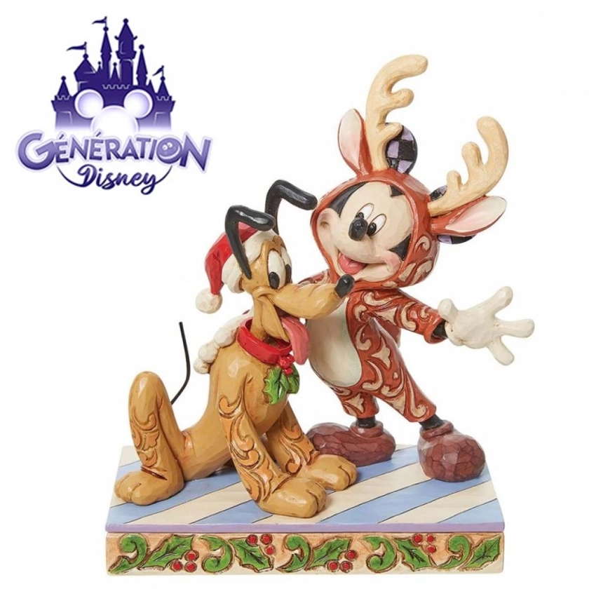 Figurine Mickey et Pluto Noël by Jim Shore