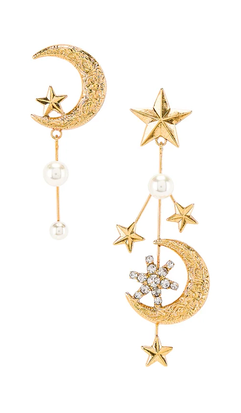 Jennifer Behr Callisto Earring in Crystal Antique Gold | REVOLVE