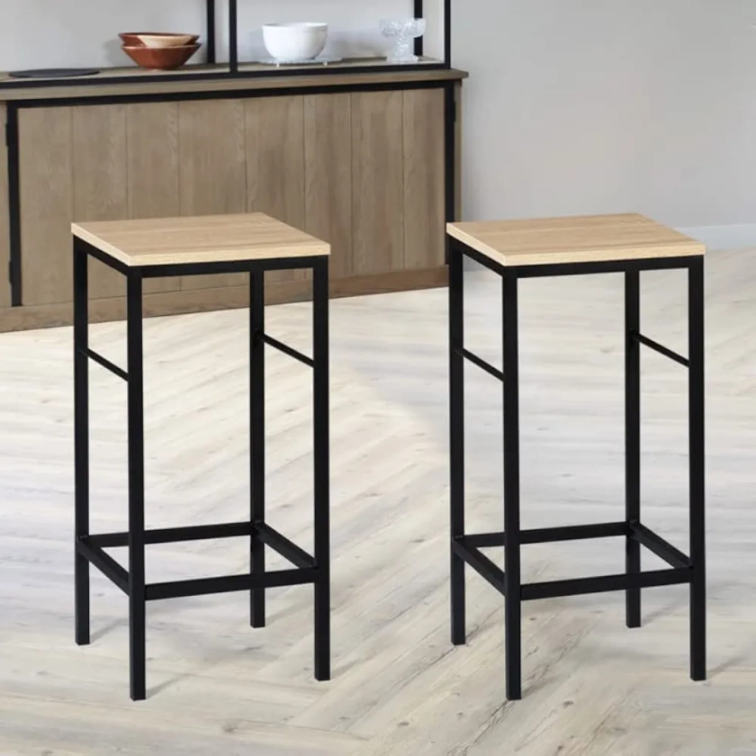 IDMarket - Lot de 2 tabourets de Bar Detroit Design Industriel