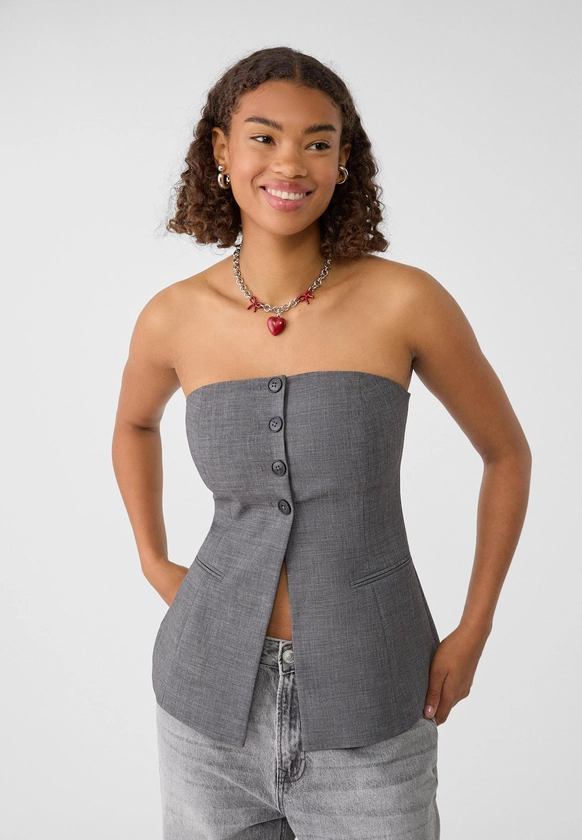 Top bustier habillé avec boutons