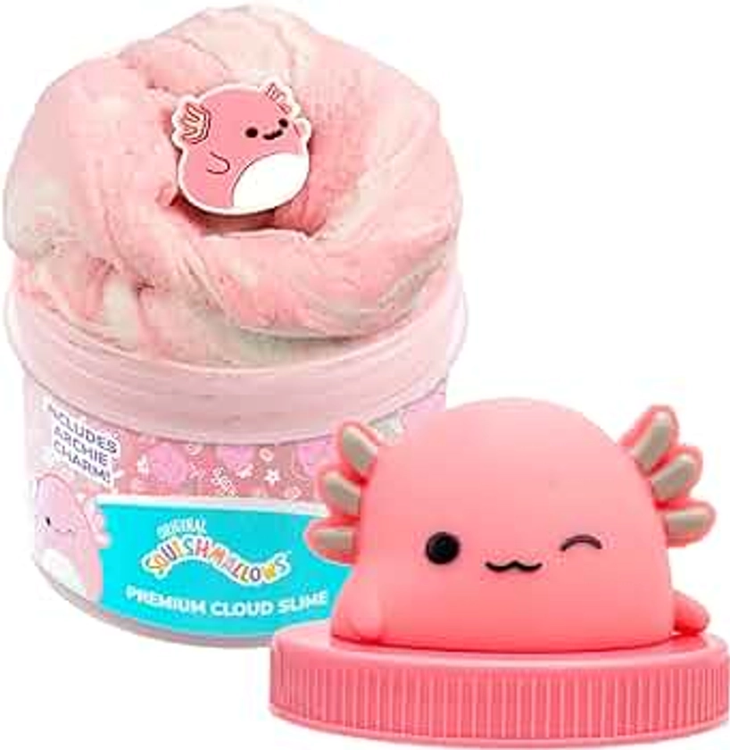 SQUISHMALLOWS Original Archie The Axolotl Premium Scented Slime, 8 oz. Smooth Slime, Cotton Candy Scented, 3 Fun Slime Add Ins, Pre-Made Slime for Kids, Great 6 Year Old Toys, Super Soft Sludge Toy