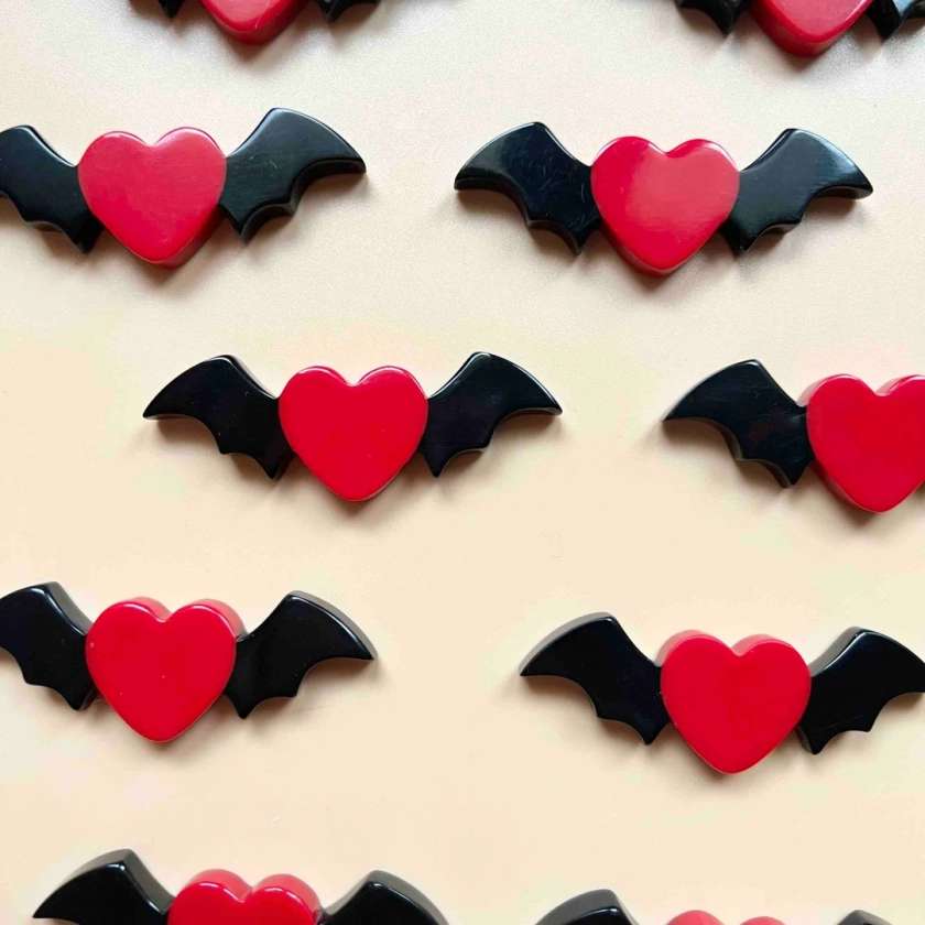 I'm BATTY Over You Brooch, Bakelite Vintage Inspired , Fakelite,bats Gothic Heart by Mrs Polly's Lucite - Etsy