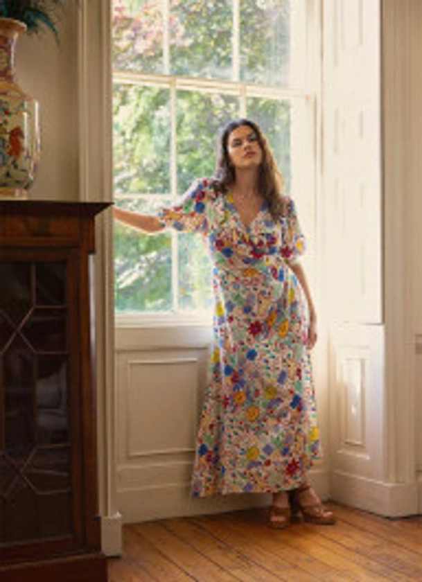 Celia Birtwell X Joanie - Delaware Floral Print Ruffle Collar Wrap Dress