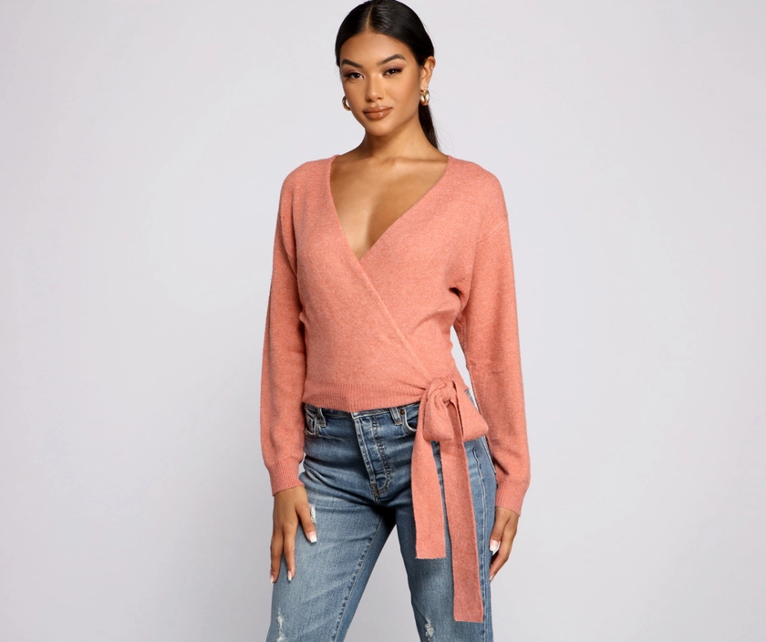 Surplice Sweetie Tie Waist Sweater