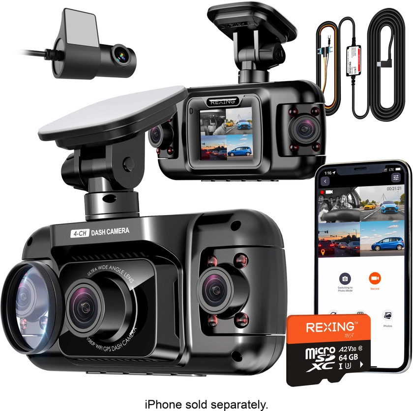 Rexing R4 4 Channel Dash Cam W/ All Around 1080p Resolution, Wi-Fi, and GPS Black BBY-R4 - Best Buy