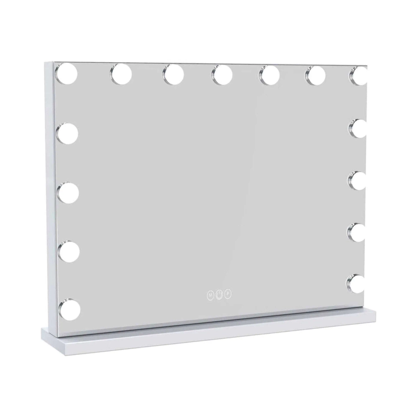 UNIQ XL Hollywood Vanity Sminkspegel med 15 LED-lampor och touch-funktion - Vit - Elgiganten