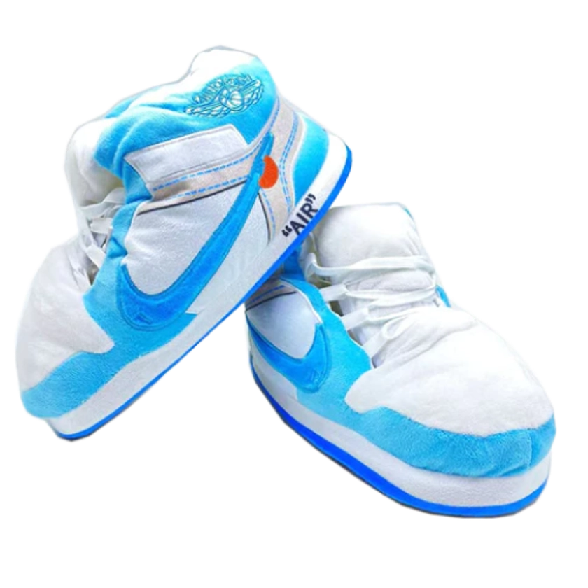 Sneaker Slippers in Offwhite Blue Aj Look – Comfy adult AJ slippers for men and women - Shopattrendy