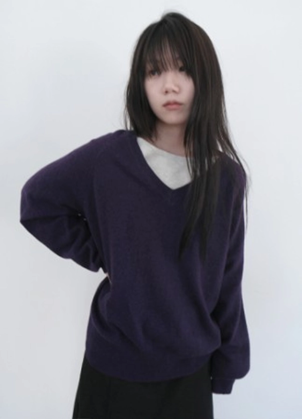 [raglan V wool knit (5c)]