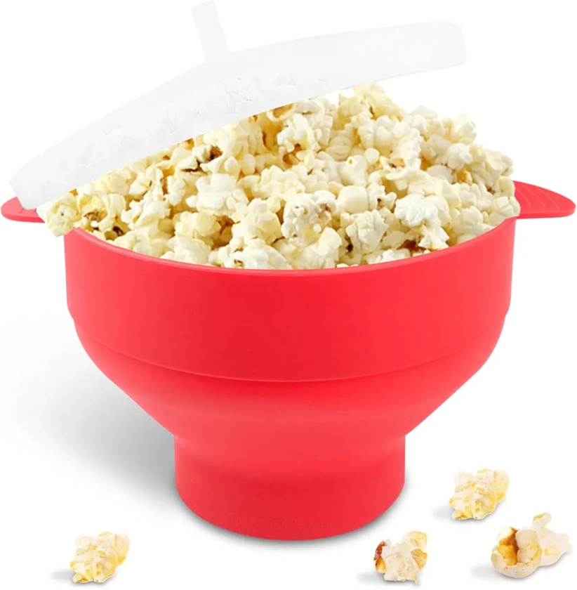 Fousenuk Pop Corn Micro Ondes, Bol à Pop-Corn En Silicone pour Micro-Ondes avec Couvercle, Pliable Machine à Popcorn, Reusable Microwave Popcorn Maker, Popper Bowl pour Maison, Cuisine, Film