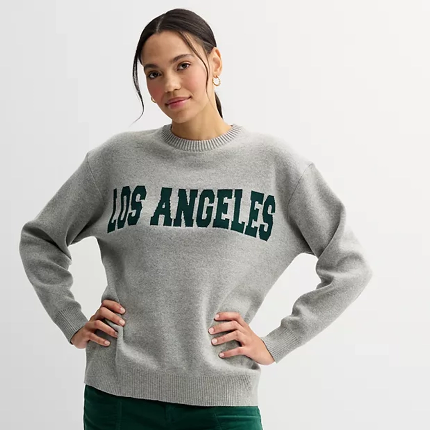 Juniors' Harper & Ivy Ribbed Trim Oversized Sweater