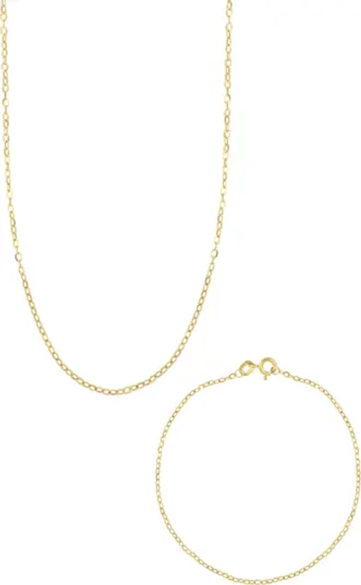 14K Gold Chain Bracelet & Necklace Set