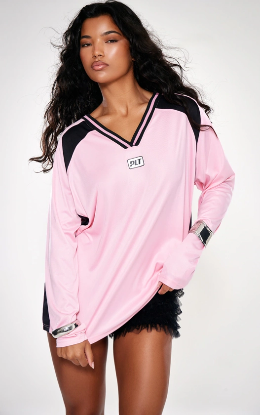 Plt Pink Studio Mode Long Sleeve Football Shirt