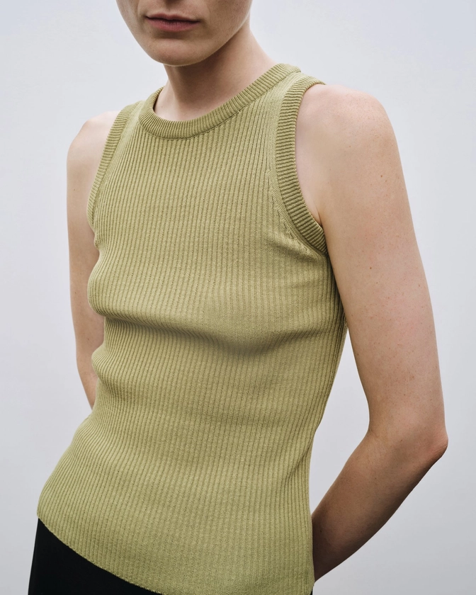 RIBBED KNIT TANK - LIGHT GREEN —  MIJEONG PARK - LA based womenswear label