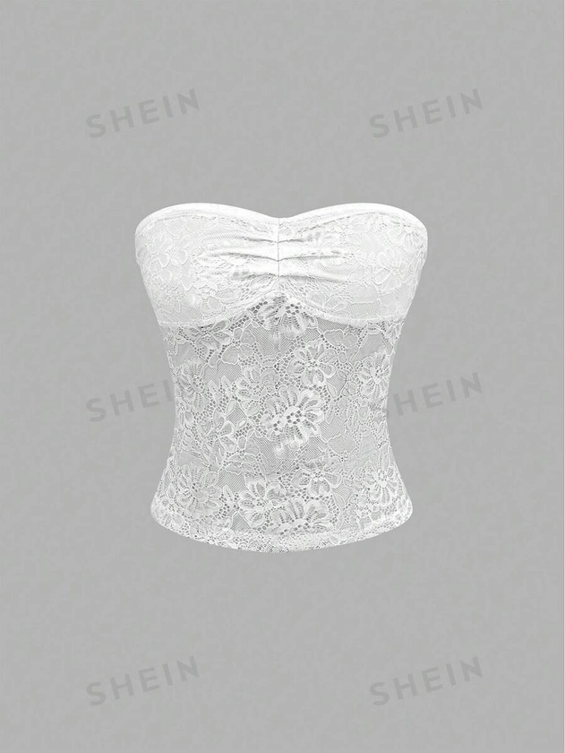 SHEIN ICON Lace Strapless Top