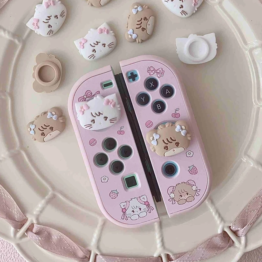 Case Voor Nintendo Switch Oled Accessoires Kawaii Cat Rocker Cap Siliconen Cover Joycon Rocker Shell Voor Switch Ns Console Game