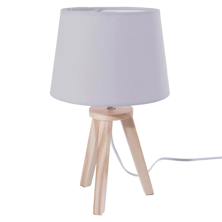 Lampe de chevet trépied grise 18.5x31cm - Centrakor