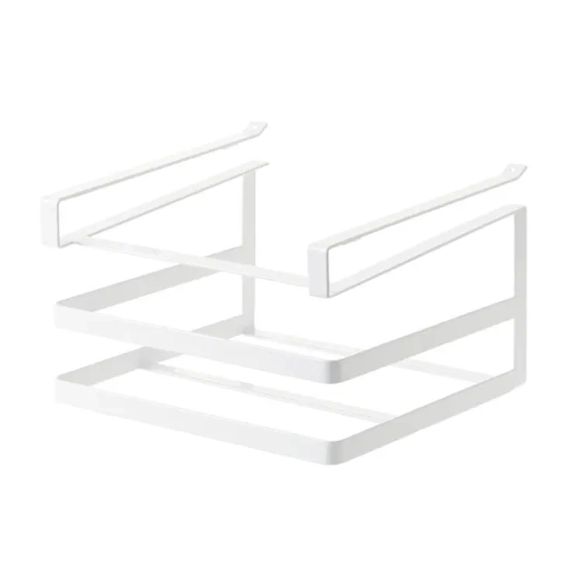 Double-layer Punch-free Kitchen Wall-Mounted Cutting Board Rack(White) | CDON