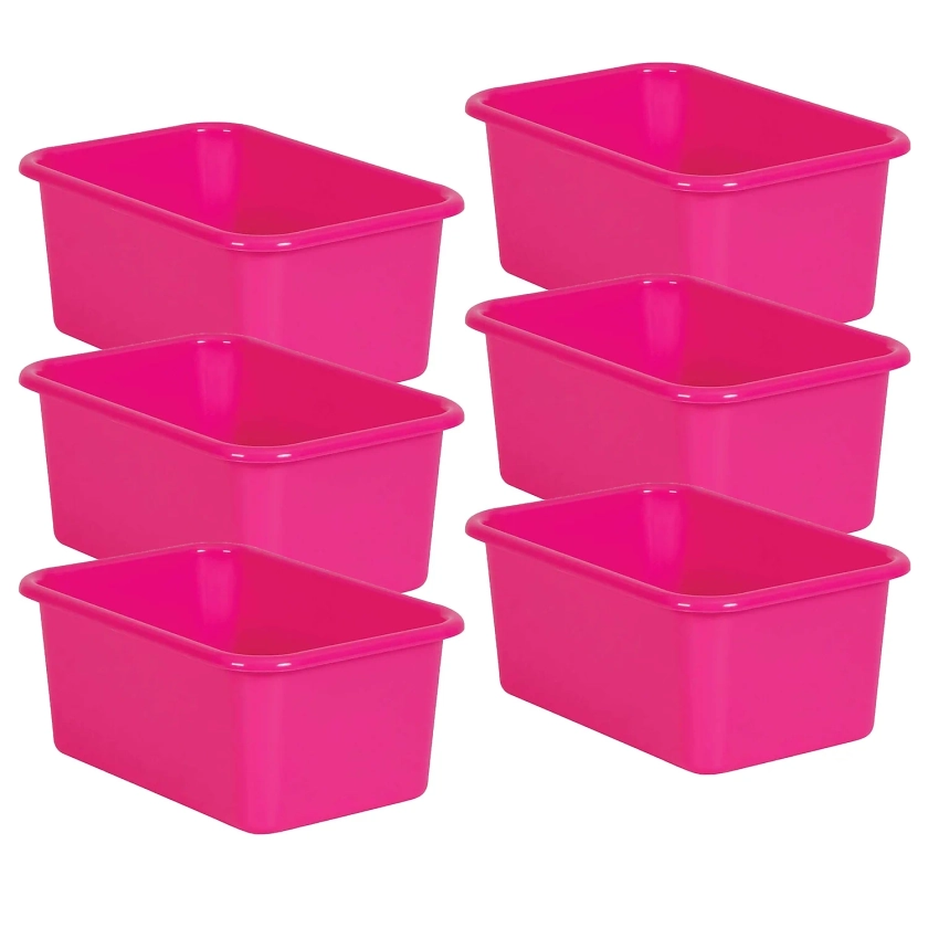 Teacher Created Resources® Pink Small Plastic Storage Bin, Pack of 6