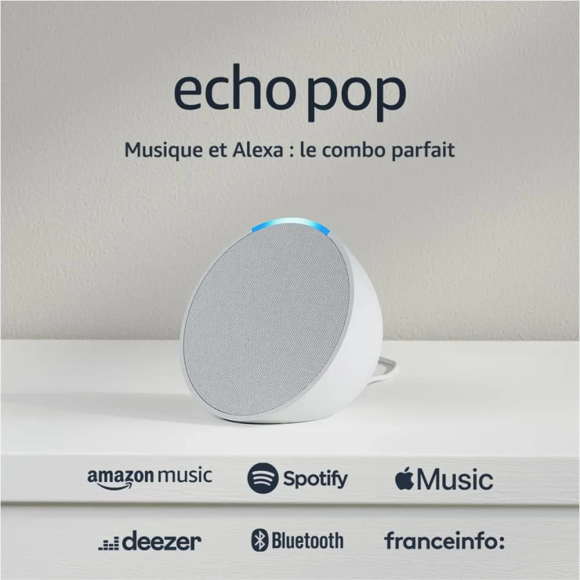 Echo Pop | Enceinte connectée Bluetooth et Wi-Fi compacte au son riche, avec Alexa | Blanc : Amazon.fr: High-Tech