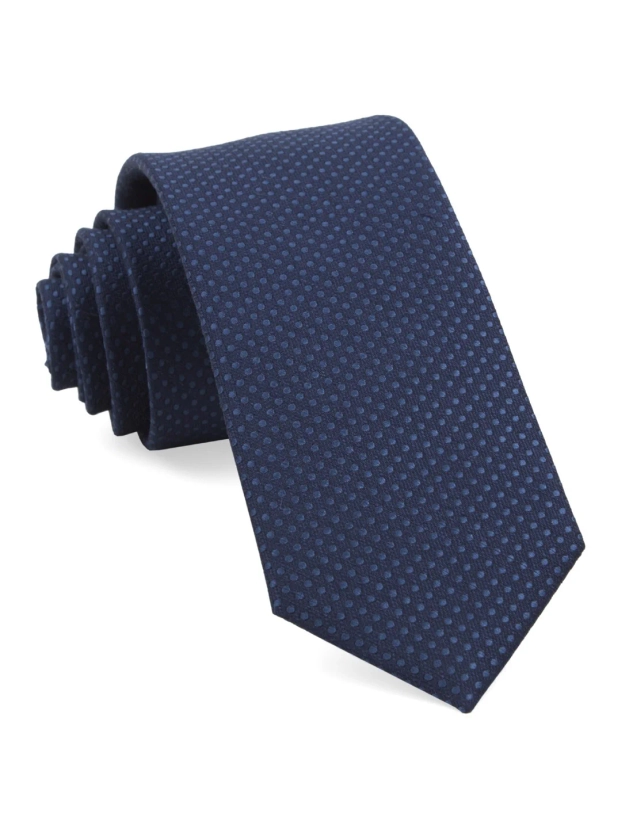 Dotted Spin Navy Tie | Linen Ties | Tie Bar