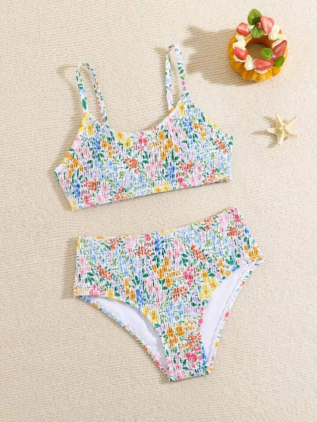 Tween Girl Floral Printed Bikini Set, Holiday Style