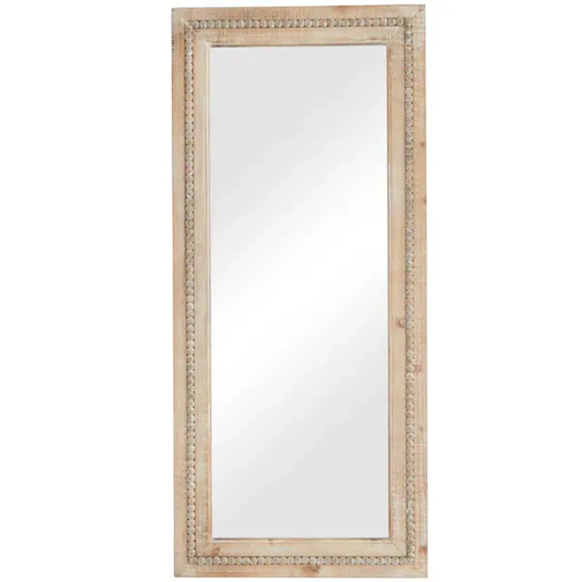 Litton Lane 54 in. x 24 in. Distressed Rectangle Framed Brown Wall Mirror with Beaded Detailing 042952 - The Home Depot