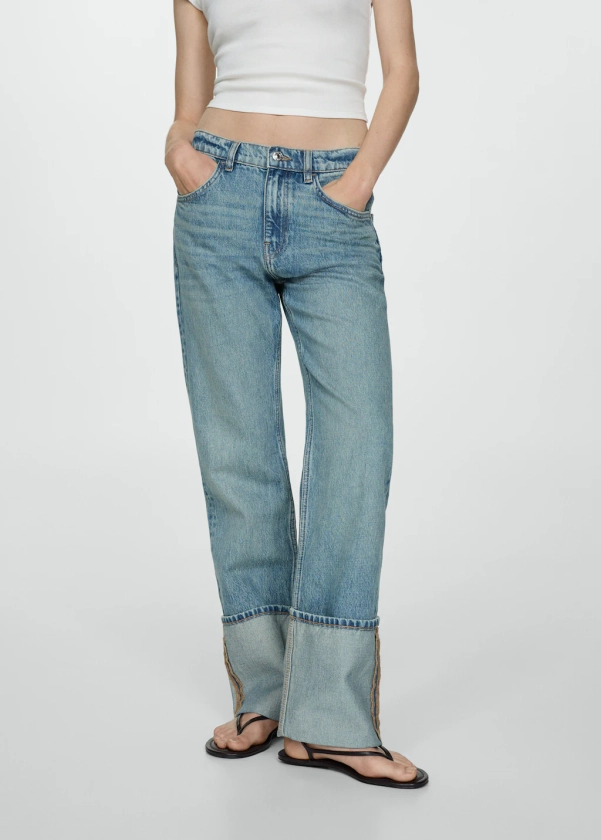 Turned-up straight jeans - Women | MANGO USA