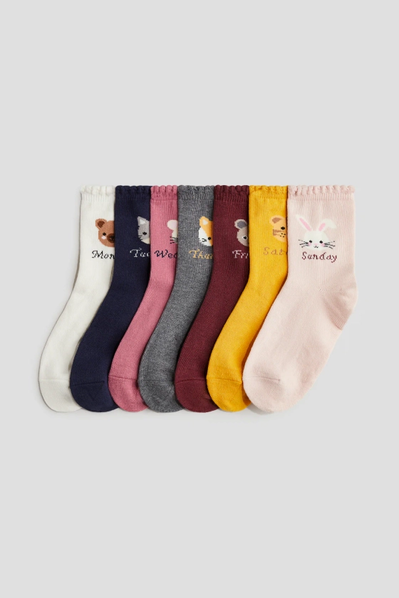 Lot de 7 paires de chaussettes - Blanc/cœurs - ENFANT | H&M FR