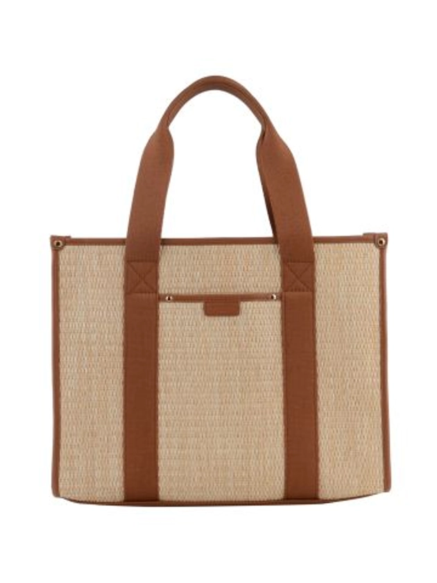 Straw match | camel tote bag