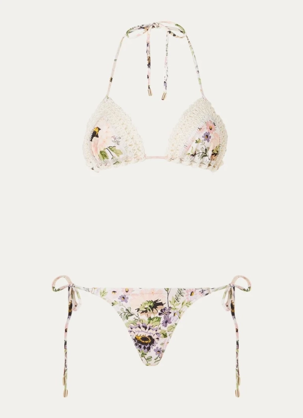 Zimmermann Halliday bikini met bloemenprint • Gebroken wit • deBijenkorf.be