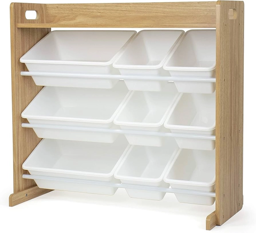 Amazon.com: Humble Crew, Natural Wood/White Toy Organizer with Shelf and 9 Storage Bins : Home & Kitchen