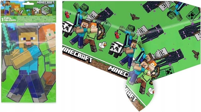 Minecraft Tablecloth as Decoration for Children's Birthday Parties and Themed Parties Size: 120 x 180 cm, Wipe-Clean, Reusable, Children's Birthday Party Superhero : Amazon.co.uk: Toys & Games