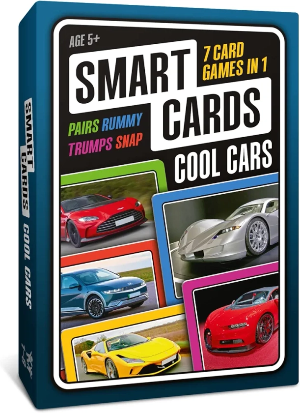 100 PICS SMART CARDS Cars, Gift, Stocking Filler, Travel Card Game, 7 games in 1, Pairs, Snap, Trumps, Rummy, Memory Quiz, Trivia, Age 5+, 1-8 Players