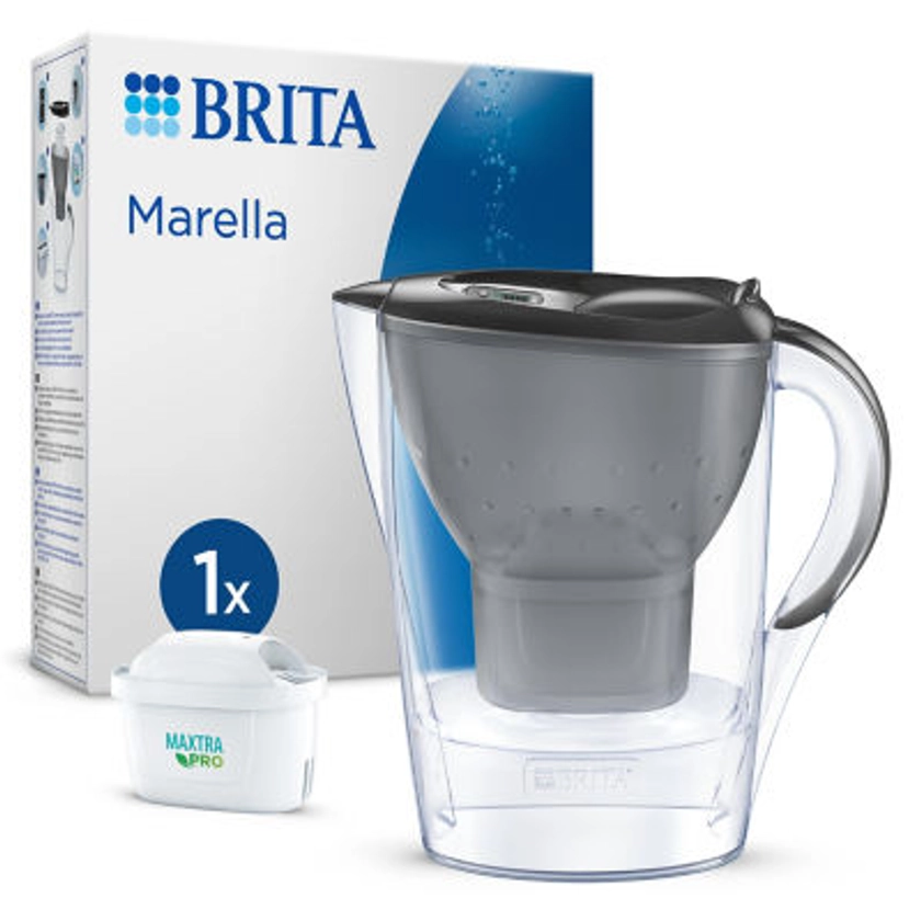 Brita Marella Water Filter Jug Graphite (2.4L) With 1 MAXTRA PRO All-in-1 Water Filter Cartridge - ASDA Groceries