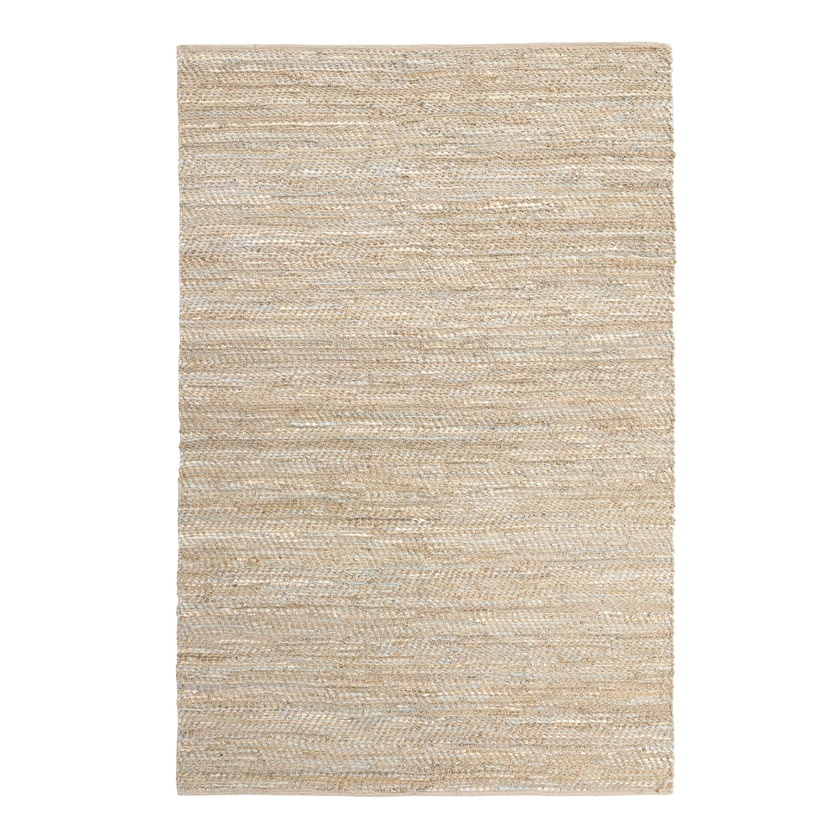 Metallic Gold and Ivory Leather and Jute Woven Area Rug - World Market