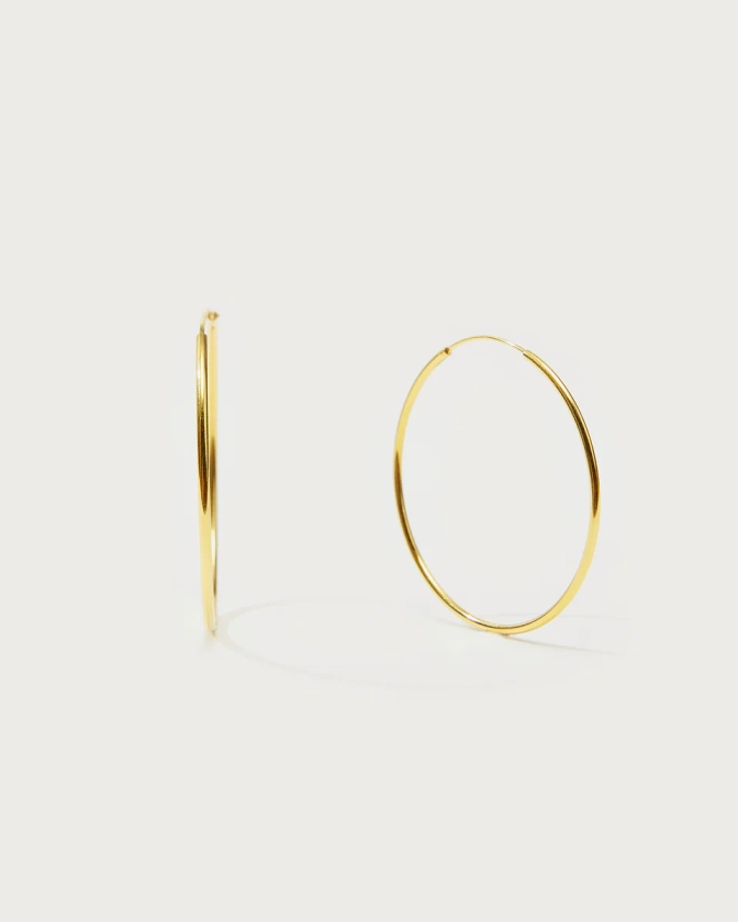 Gold 40mm Skinny Hoop Earrings | en route jewelry | en route jewelry