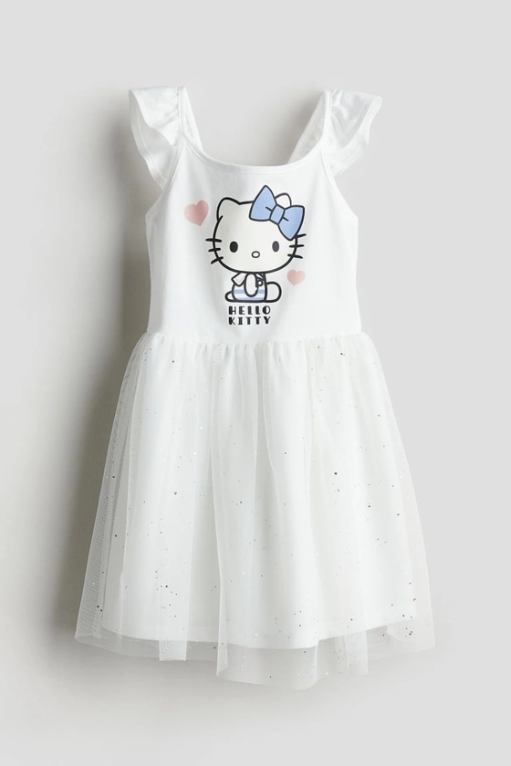 Tulle-skirt dress - White/Hello Kitty - Kids | H&M GB
