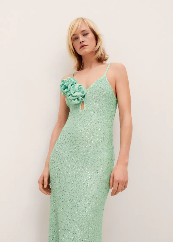 Sequined dress with flower detail