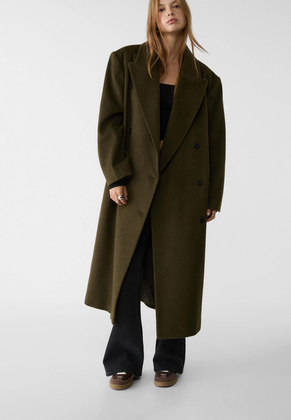 Manteau oversize à boutons - Mode femme | Stradivarius France