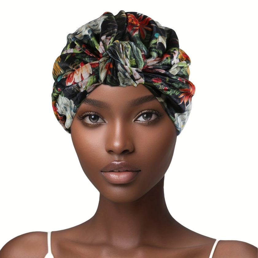 Boho Print Turbans For Women Vintage Pre Tid Head Wraps Elastic Lightweight Beanies Hats Ramadan Chemo Cap