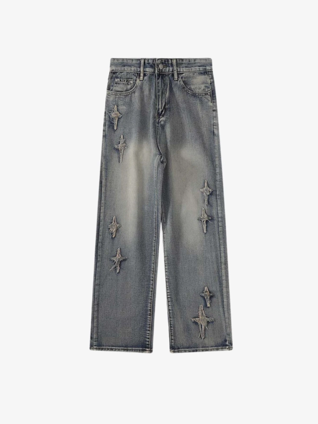 Clozex Diamond Star Embroidered Jeans