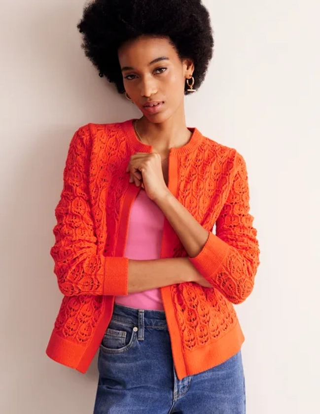 Crochet Knit Cardigan - Gladioli Orange | Boden UK