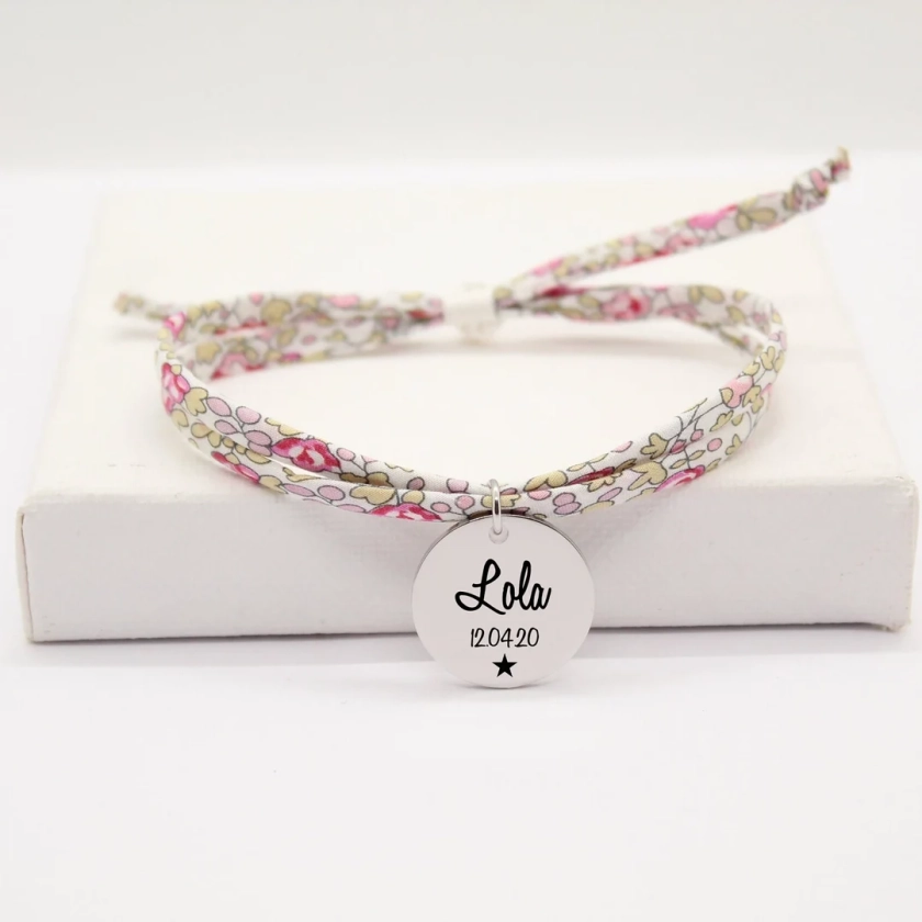 Cadeau personnalisé pour Maman, Bijou maman, Fête des mères, Bracelet libery Personnalisé tissu Liberty eloise, Bijou personnalisé - Etsy France